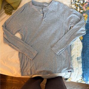 Faherty Heather Gray Long Sleeve Henley